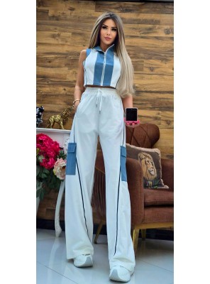 Спортен комплект с деним Asq в бяло